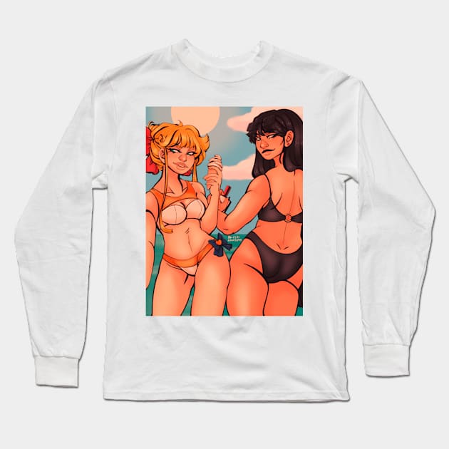 Beach ladies Long Sleeve T-Shirt by paperstarzz